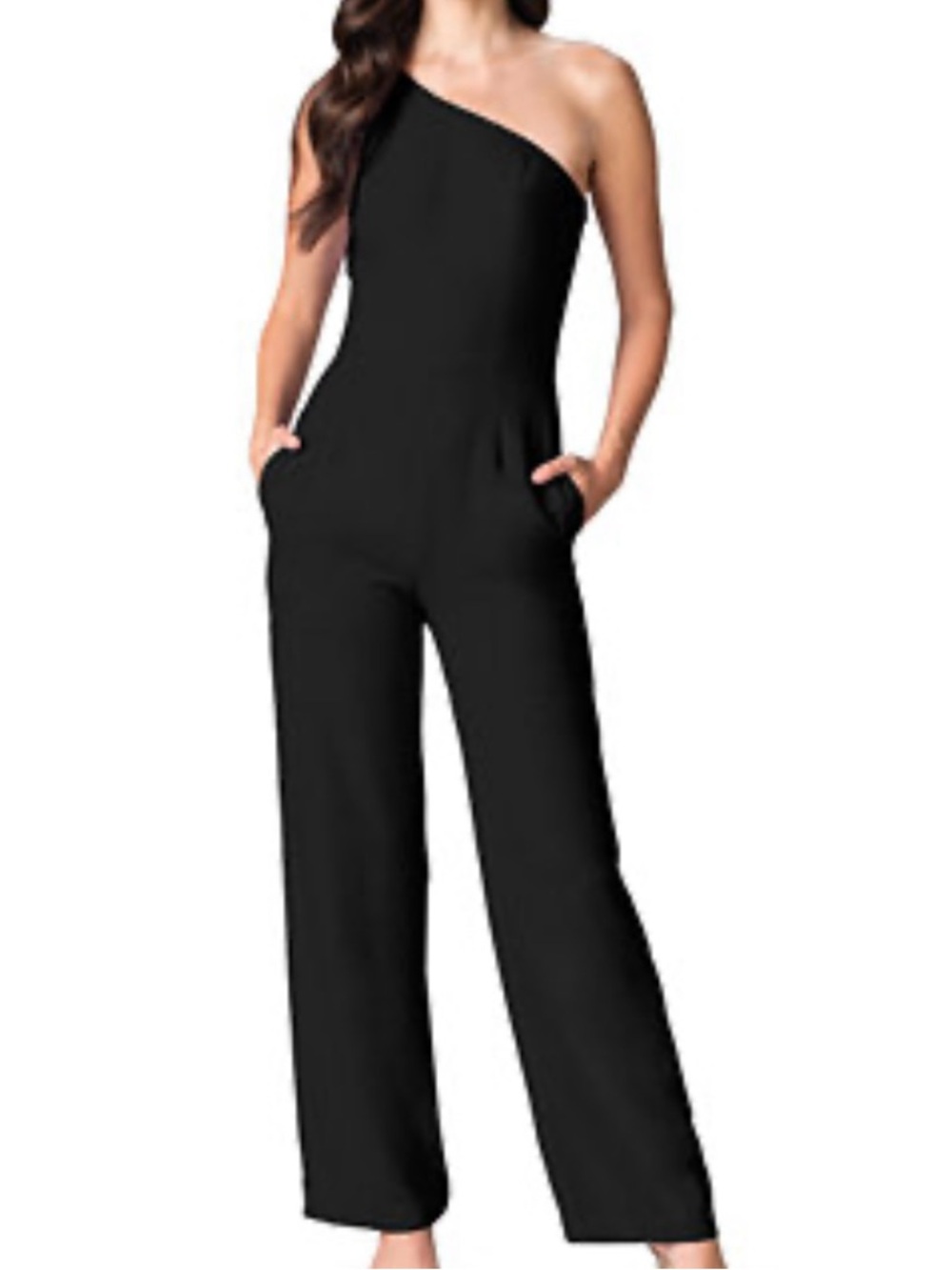 Crystal Sky Black One Shoulder Jumpsuit